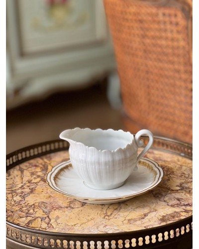 Lot Pot à lait blanc porcelaine Giraud de Limoges, Sous tasse Delinieres Cie ( D & Co / 1879-1900) Limoges