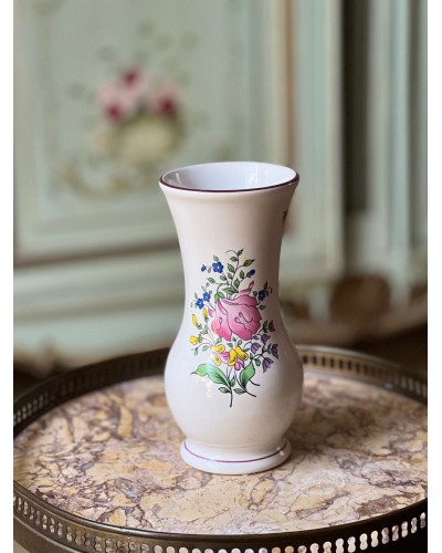 Vase KG Lunéville décor fleurs Réverbère rose et tulipe