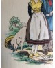 Cadre de région, Gravure au pochoir colorée sur papier,  Languedoc par Alfred Renaudin ( E Naudy 1866-1944)  Signée, 1900- 1920