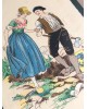 Cadre de région, Gravure au pochoir colorée sur papier,  Dauphiné par Alfred Renaudin ( E Naudy 1866-1944)  Signée, 1900- 1920