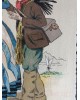 Cadre de région, Gravure au pochoir colorée sur papier,  Savoie par Alfred Renaudin ( E Naudy 1866-1944)  Signée, 1900- 1920