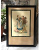 Cadre de région, Gravure au pochoir colorée sur papier,  Savoie par Alfred Renaudin ( E Naudy 1866-1944)  Signée, 1900- 1920