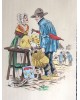 Cadre de région, Gravure au pochoir colorée sur papier,  Angoumois par Alfred Renaudin ( E Naudy 1866-1944)  Signée, 1900- 1920
