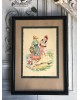 Cadre de région, Gravure au pochoir colorée sur papier,  Nice par Alfred Renaudin ( E Naudy 1866-1944)  Signée, 1900- 1920