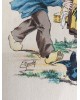 Cadre de région, Gravure au pochoir colorée sur papier,  Bresse par Alfred Renaudin ( E Naudy 1866-1944)  Signée, 1900- 1920