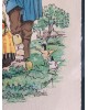 Cadre de région, Gravure au pochoir colorée sur papier,   Normandie par Alfred Renaudin ( E Naudy 1866-1944)  Signée, 1900- 1920