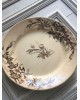 Assiette plate terre de fer HB & Cie décor fleurs brun