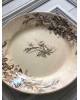 Assiette plate terre de fer HB & Cie décor fleurs brun