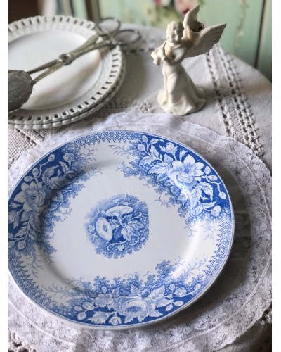 Assiette Sarreguemines modèle Jardinier bleue Jusqu'à 1895