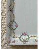 Plat à cake en porcelaine de Mehun Charles Pillivuyt & Cie. Porcelaine blanche décor frise floral rose et verte. 1910 - 1930