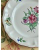 Assiette plate demi porcelaine Lunéville KG décor réverbère roses peint à la main,  A partir de 1892