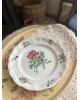 Assiette plate demi porcelaine Lunéville KG décor réverbère roses peint à la main,  A partir de 1892
