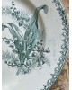 Assiette plate St Amandinoise, terre de fer, vert modèle Muguet, 19 eme siècle