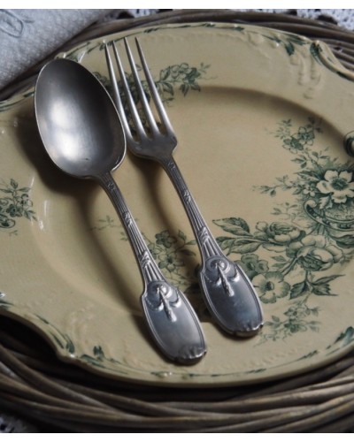 Paire : cuillère et fourchette Christofle, métal argenté