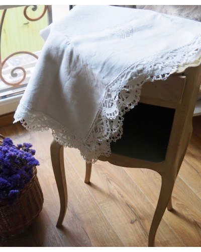 HAND-KNITTED LACE MONOGRAMMED PILLOWCASE