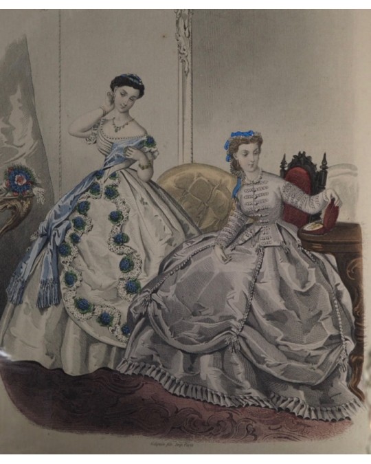 19世紀ファッションプレート La Mode Illustree 1865年 Villamontrose Shop