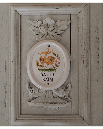 Plaque à porte de sdb, décor Moustiers