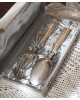 Paire : Couverts cuillère et fourchette metal blanc avec boite