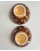 2個組 茶色水玉のプチカフェオレボウル　ディゴワン・サルグミンヌ
