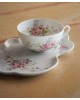 Tasse et sous tasse thé, limoges, décor roses