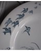 Assiette plate Gien décor fleurs, oiseaux et moulin bleu 19eme