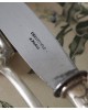 Couteau métal argenté Christofle Paris+1 fourchette métal argenté et 1 porte couteau en verre forme pyramidale
