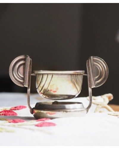Passe-thé en métal argenté art déco