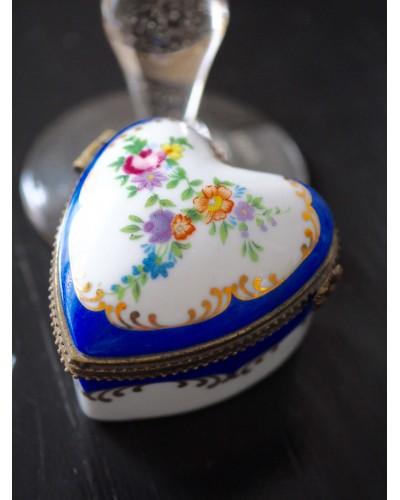 Boîte à bijoux Staffordshire, en forme de cœur, décor floral, tampon oc&co trinket Porcelain hand painting