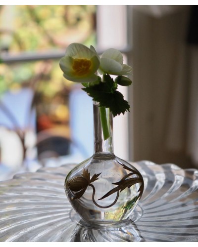 Petit vase soliflore en verre soufflé peinture d'or