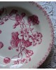 Assiette creuse rose porcelaine opaque de Gien, terre de fer, modele Capucines