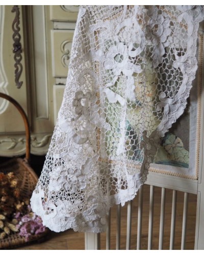 HAND-KNITTED CROCHET LACE CLOTH, ROUND