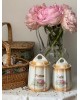 2 Canisters farine et café décor roses avec couvercle faience